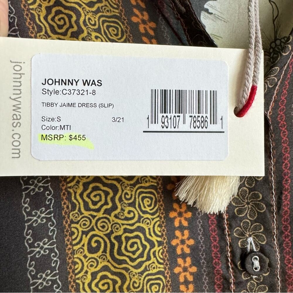 Johnny Was Multicolor Patchwork Floral Midi Dress - Black Base - Picture 8 of 12